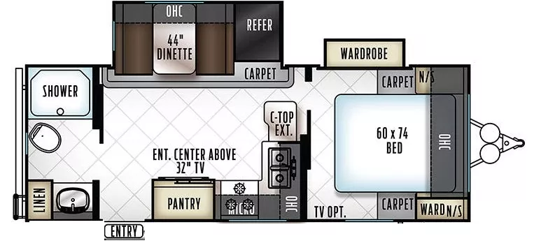25' 2018 Forest River Rockwood Mini Lite 2511S w/2 Slides Floorplan