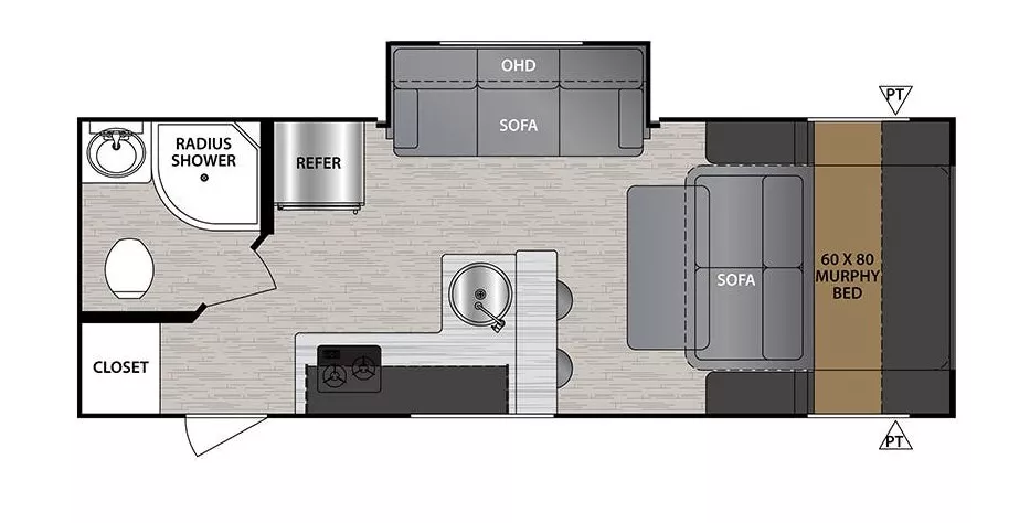 25' 2020 Forest River No Boundries 19.6 w/Slide Floorplan
