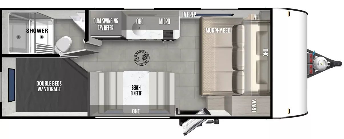 22' 2019 Forest River Salem Fsx Platinum 179DBK - Bunk House Floorplan