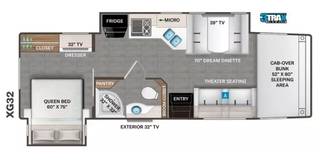 34' 2023 Thor Magnitude XG32 w/2 Slides Floorplan