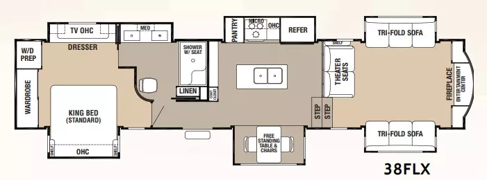 41' 2017 Forest River Cedar Creek Hathaway 38FLX w/6 Slides & Generator Floorplan