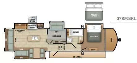41' 2018 Starcraft Solstice 378MBRL w/4 Slides Floorplan