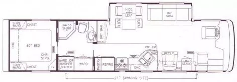 38' 2000 Newmar Dutch Star 3883 300hp Cummins w/Slide Floorplan
