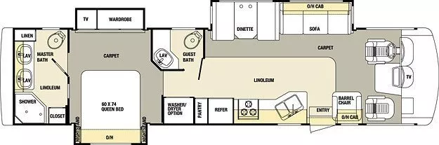37' 2008 Forest River Georgetown Xl 370TS w/3 Slides Floorplan
