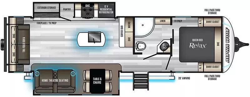 35' 2020 Forest River Alpha Wolf 26RL-L w/2 Slides Floorplan