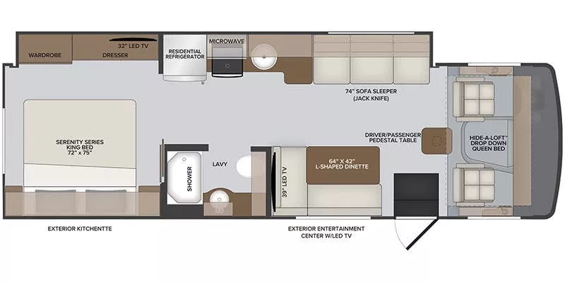 31' 2021 Holiday Rambler Admiral 29M w/Slide Floorplan