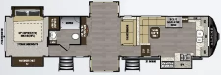 42' 2020 Keystone Alpine 3801FK w/5 Slides Floorplan