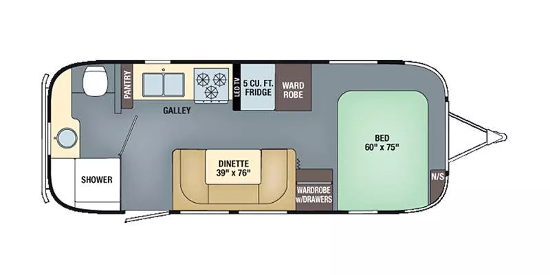 23' 2017 Airstream International 23FB SIGNATURE Floorplan