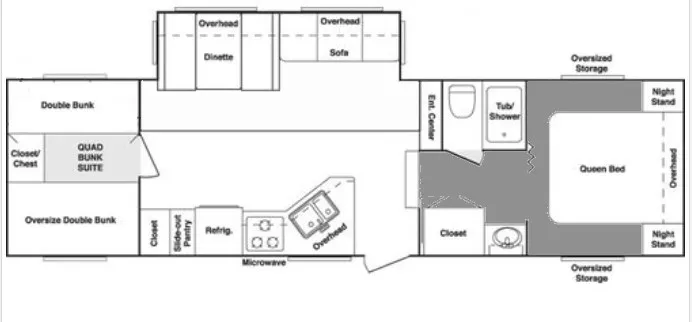 35' 2005 Keystone Cougar 314BH w/Slide - Bunk House Floorplan