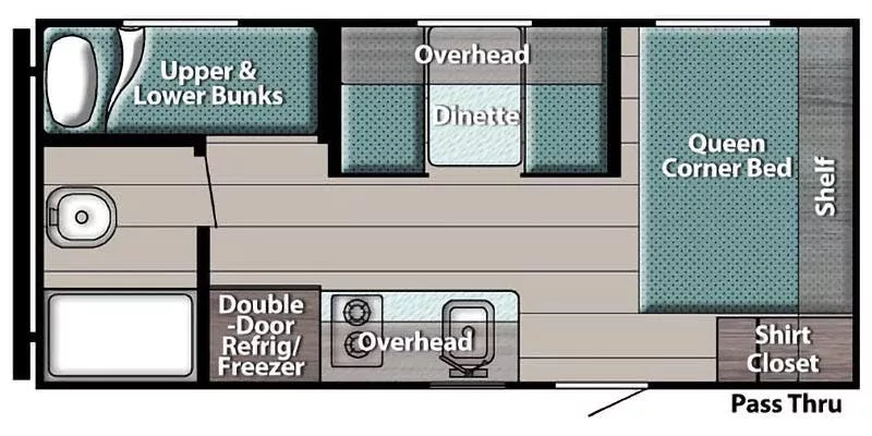 20' 2021 Gulf Stream Kingsport Super Lite 199DD - Bunk House Floorplan