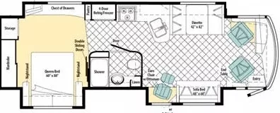 36' 2010 Winnebago Itasca Meridian V-Class 34Y 340hp Cummins w/3 Slides Floorplan