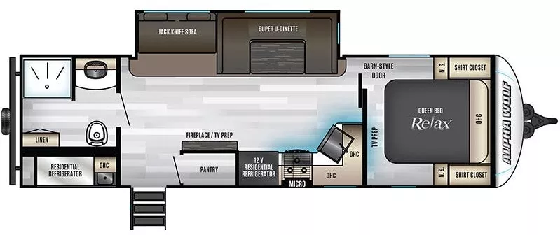 32' 2021 Forest River Alpha Wolf 26RB-L w/Slide Floorplan