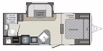 25' 2014 Keystone Bullet Premier 22RBPR w/Slide Floorplan