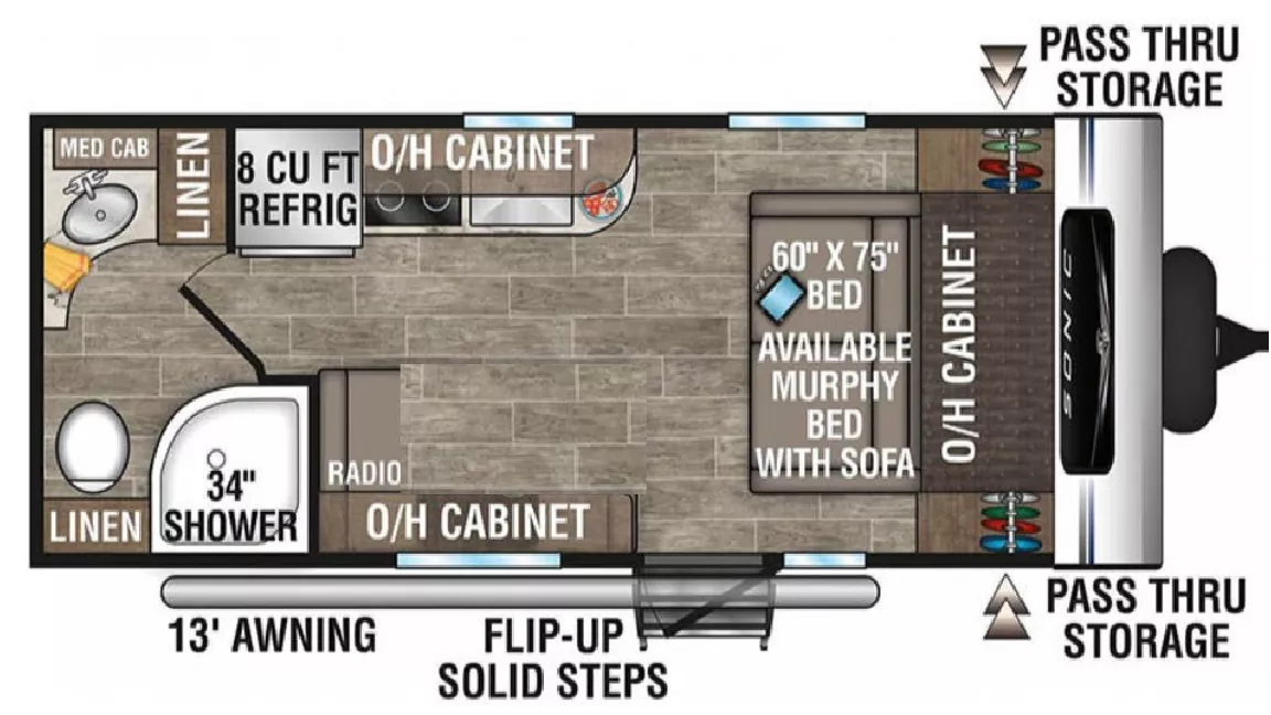 23' 2023 Venture RV Sonic 190VRB Floorplan
