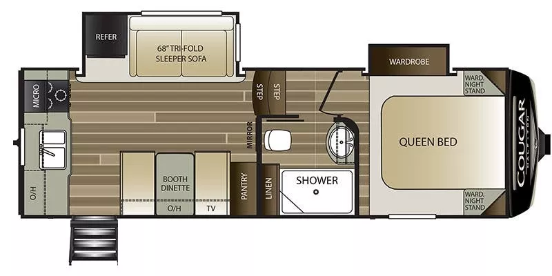 26' 2020 Keystone Cougar 23MLS w/2 Slides Floorplan
