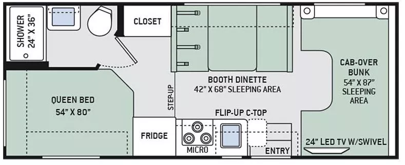 24' 2019 Thor Four Winds 22E Floorplan