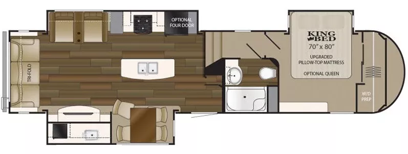 38' 2018 Heartland Elkridge 35IKOK w/3 Slides Floorplan