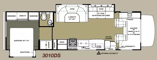 32' 2015 Forest River Sunseeker 3010DS w/2 Slides Floorplan