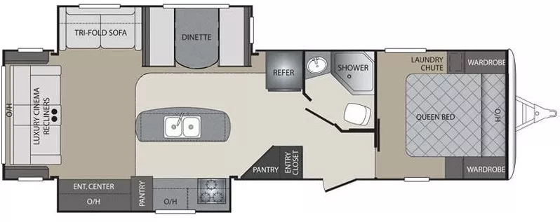 35' 2016 Keystone Bullet Premier 30RIPR w/2 Slides Floorplan