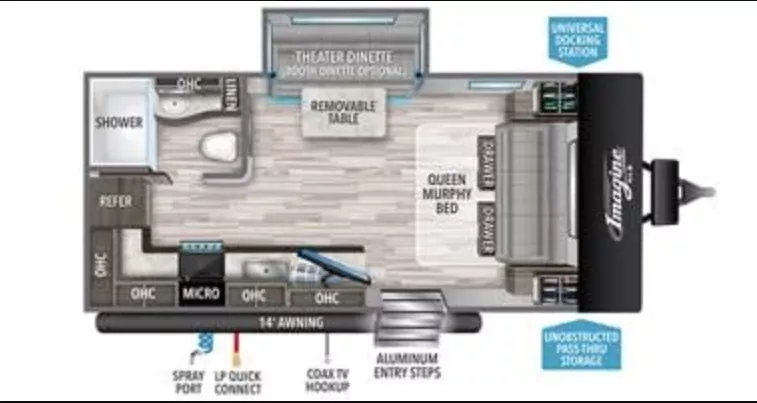 21' 2022 Grand Design Imagine Xls 17 MKE w/Slide Floorplan