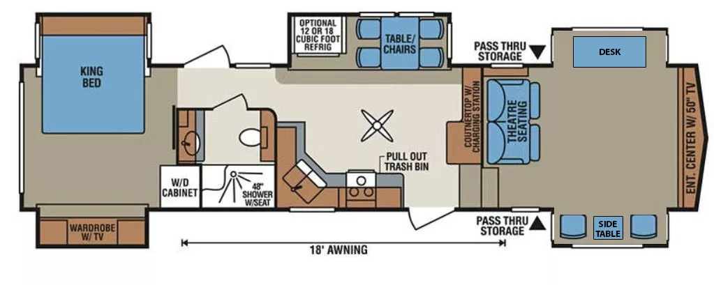 40' 2017 K-Z Durango Gold G380FLF w/5 Slides Floorplan