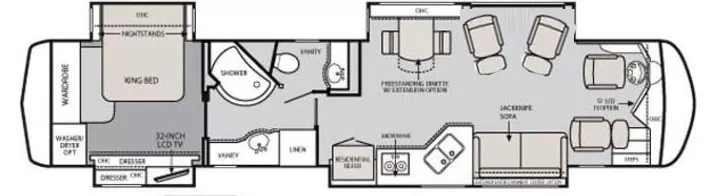 44' 2014 Monaco Dynasty 44PDQ 475hp Maxxforce w/4 Slides Floorplan
