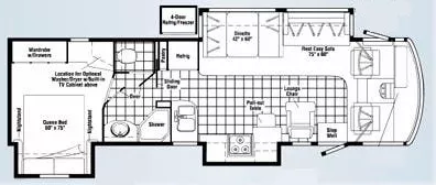 35' 2008 Winnebago Voyage 35A w/3 Slides Floorplan