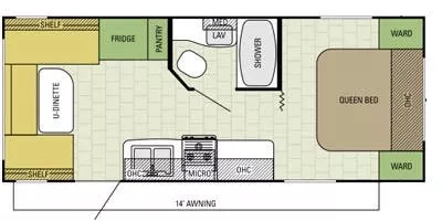25' 2015 Starcraft Launch 22BUD Floorplan
