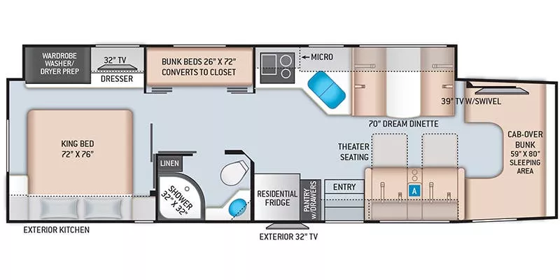 37' 2022 Thor Omni RS36 w/Slide - Bunk House Floorplan