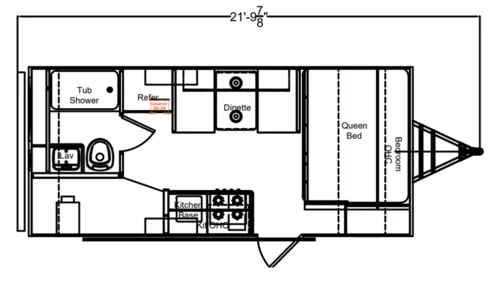 21' 2023 Riverside RV Xplorer 190BH Floorplan