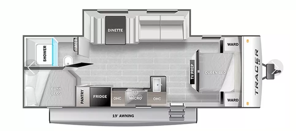 30' 2021 Forest River Tracer Le 260BHSLE w/Slide - Bunk House Floorplan
