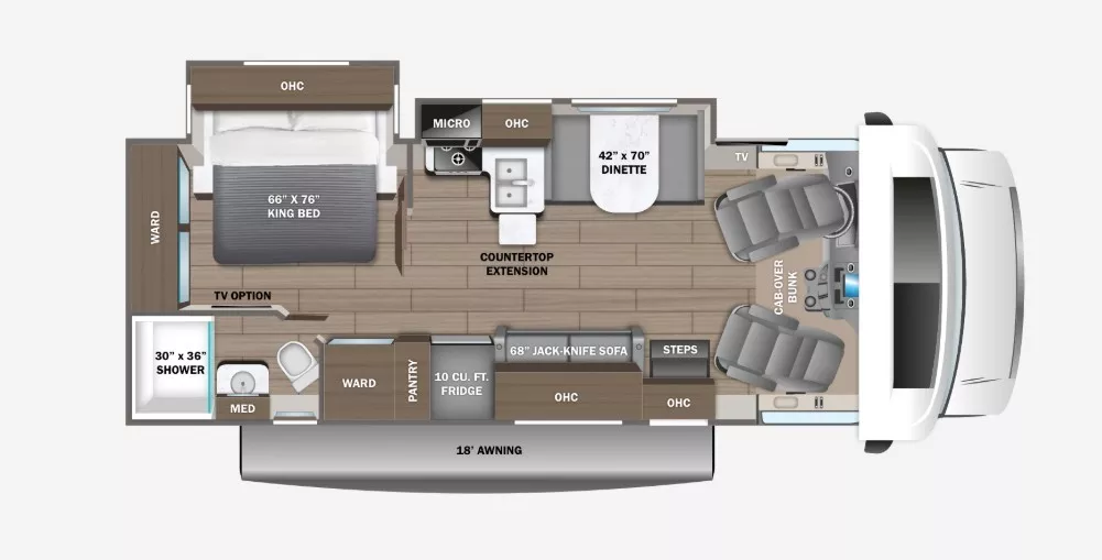 30' 2024 Jayco Greyhawk 27U w/2 Slides Floorplan