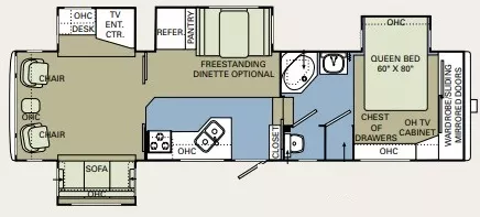 36' 2006 Holiday Rambler Alumascape 35RLQ w/4 Slides Floorplan