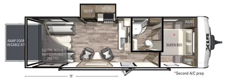 32' 2022 Forest River Xlr Hyperlite 2815 w/Slide - Toy Hauler Floorplan