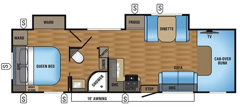 31' 2017 Jayco Greyhawk 31DS w/2 Slides Floorplan