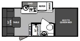 20' 2019 Forest River R-Pod 189 w/Slide Floorplan
