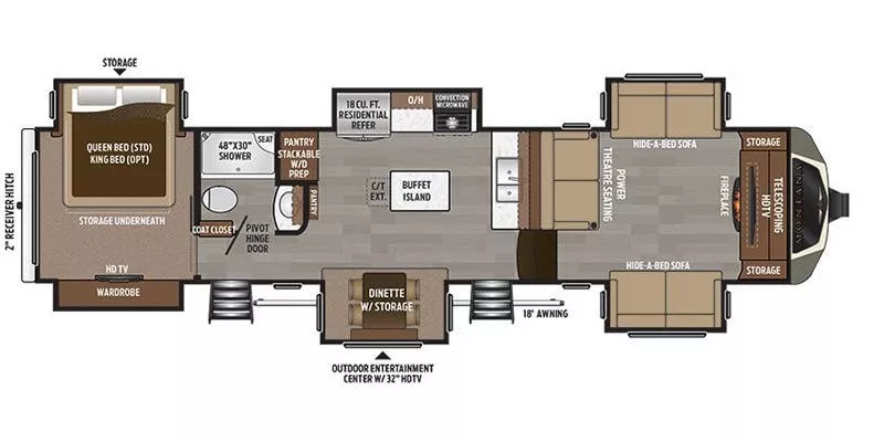 39' 2019 Keystone Montana 3731FL w/6 Slides Floorplan