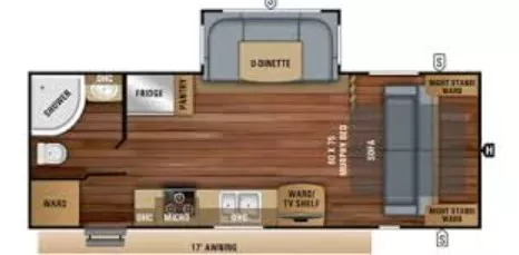 27' 2019 Jayco Jay Feather 23RBM w/Slide Floorplan