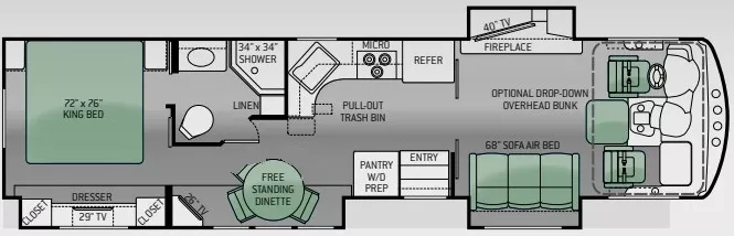 37' 2014 Thor Challenger 37KT w/3 Slides Floorplan
