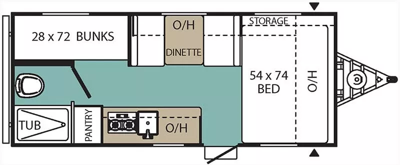 21' 2019 Coachmen Clipper Cadet 17CBH - Bunk House Floorplan