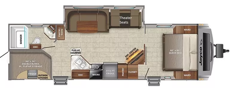 34' 2022 Jayco White Hawk 29BH w/Slide - Bunk House Floorplan