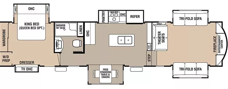 41' 2017 Forest River Cedar Creek Hathaway 38FL6 w/6 Slides Floorplan