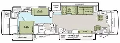 40' 2013 Tiffin Phaeton 40QKH 380hp Cummins w/4 Slides - Bunk House Floorplan