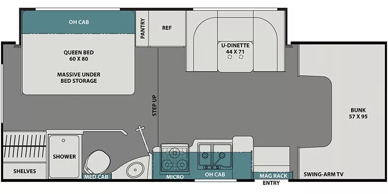 26' 2020 Coachmen Leprechaun 230FS w/Slide Floorplan