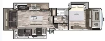 35' 2020 Forest River Cardinal Luxury 335RLX w/3 Slides Floorplan