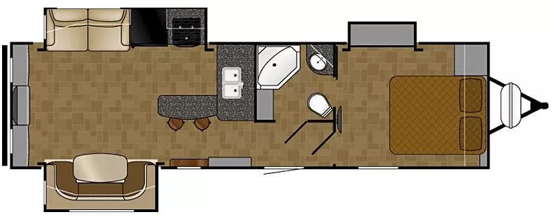 34' 2018 Heartland North Trail Caliber 29RETS w/3 Slides Floorplan