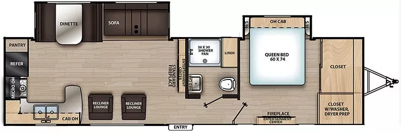 36' 2022 Forest River Aurora 31KDS w/2 Slides Floorplan
