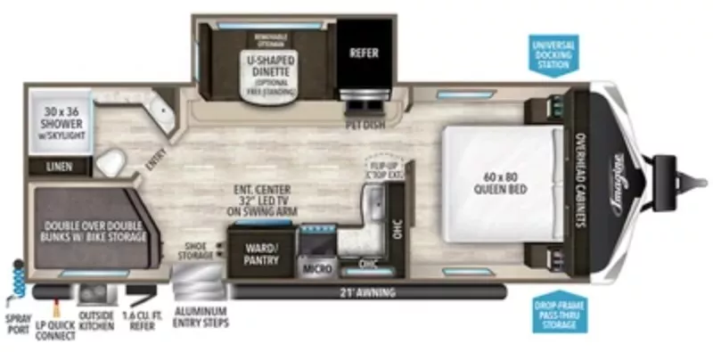 28' 2021 Grand Design Imagine 2400BH w/Slide - Bunk House Floorplan