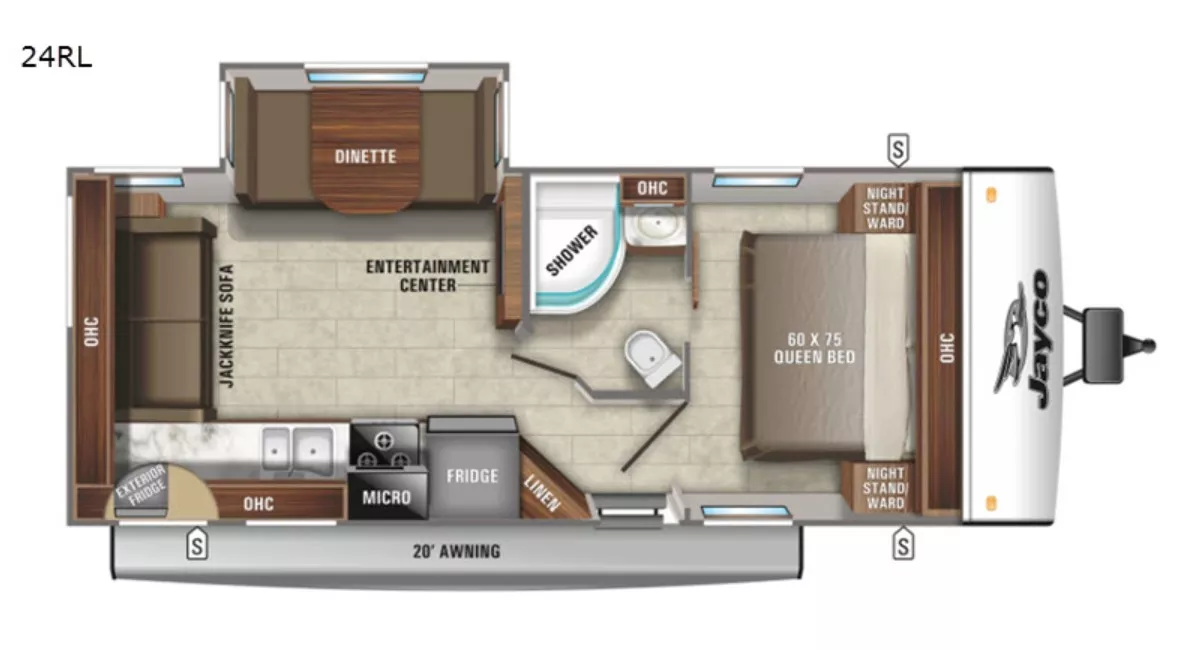 28' 2021 Jayco Jay Feather 24RL w/Slide Floorplan
