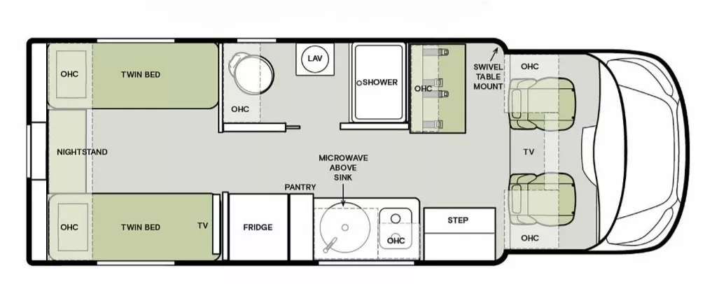 25' 2023 Tiffin Midas 24RT Floorplan